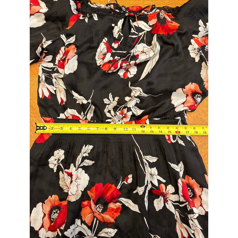 White House Black Market Red Floral Feminine Flowy Dress Size XL - Picture 4 of 7